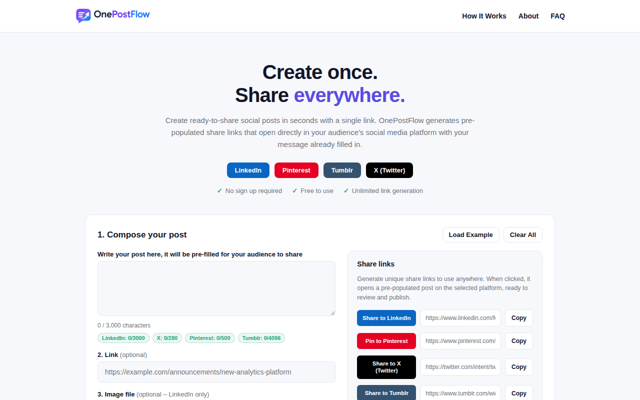 OnePostFlow screenshot