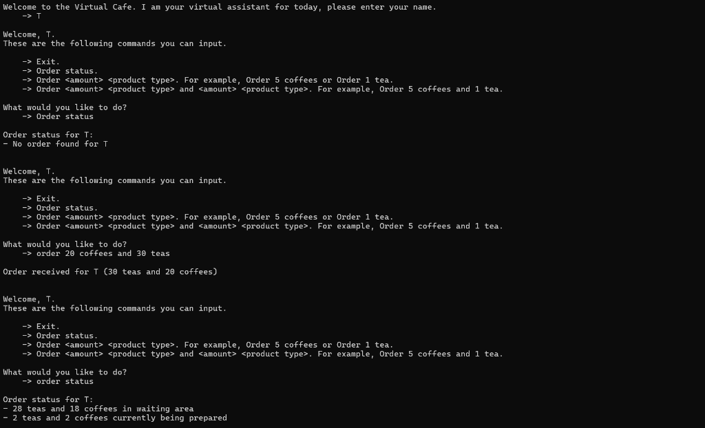 Virtual Café (Client‑Server) screenshot